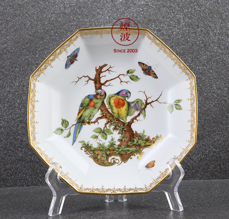 German mason mason meisen porcelain works limited new color painting birds anise porcelain plate
