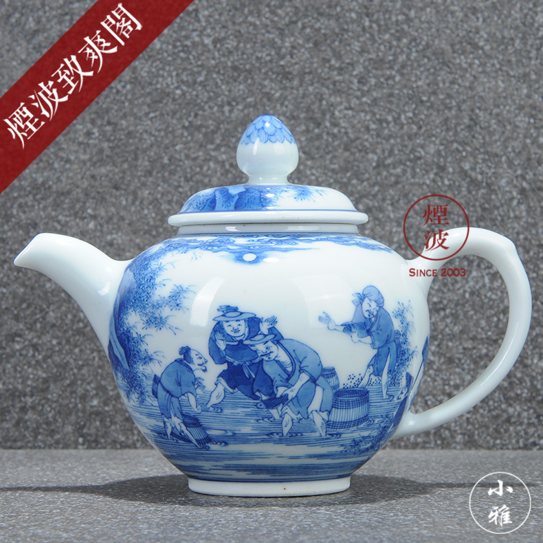 The smoke jingdezhen fishermen 's music teapot CiHu lesser RuanDingRong made lesser model