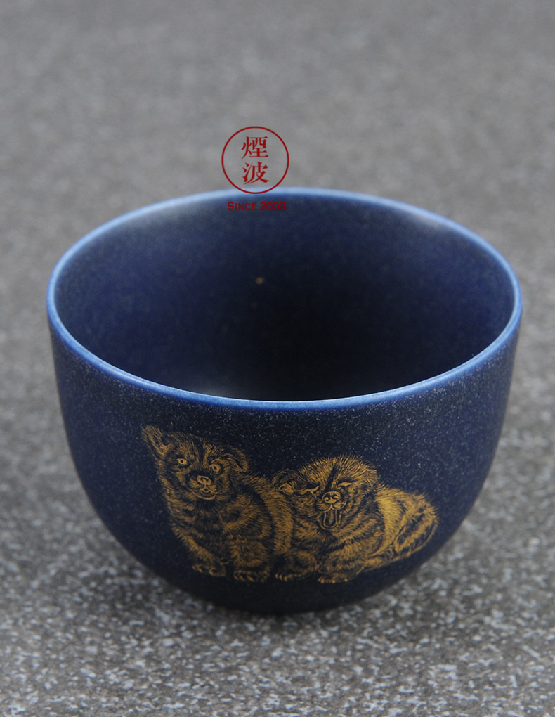 Those jingdezhen nine burn fuels the bluestar glaze wonderful hand burnt work parental sample tea cup tea cups