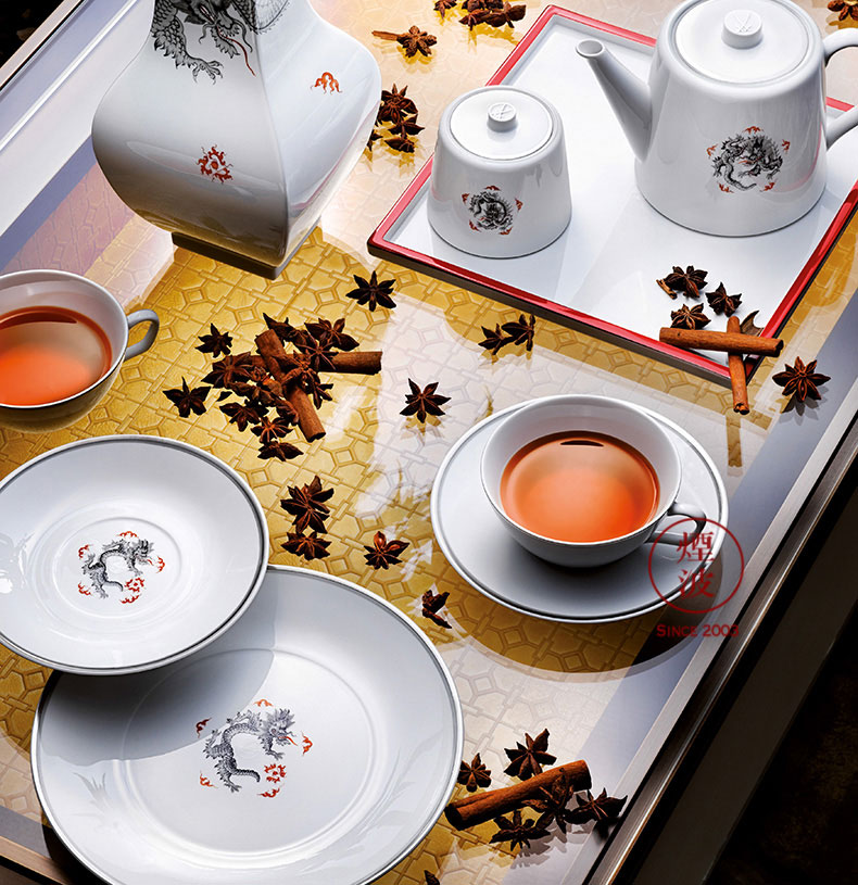 German mason MEISSEN porcelain, black dragon grain fuels the afternoon tea cups tea sets