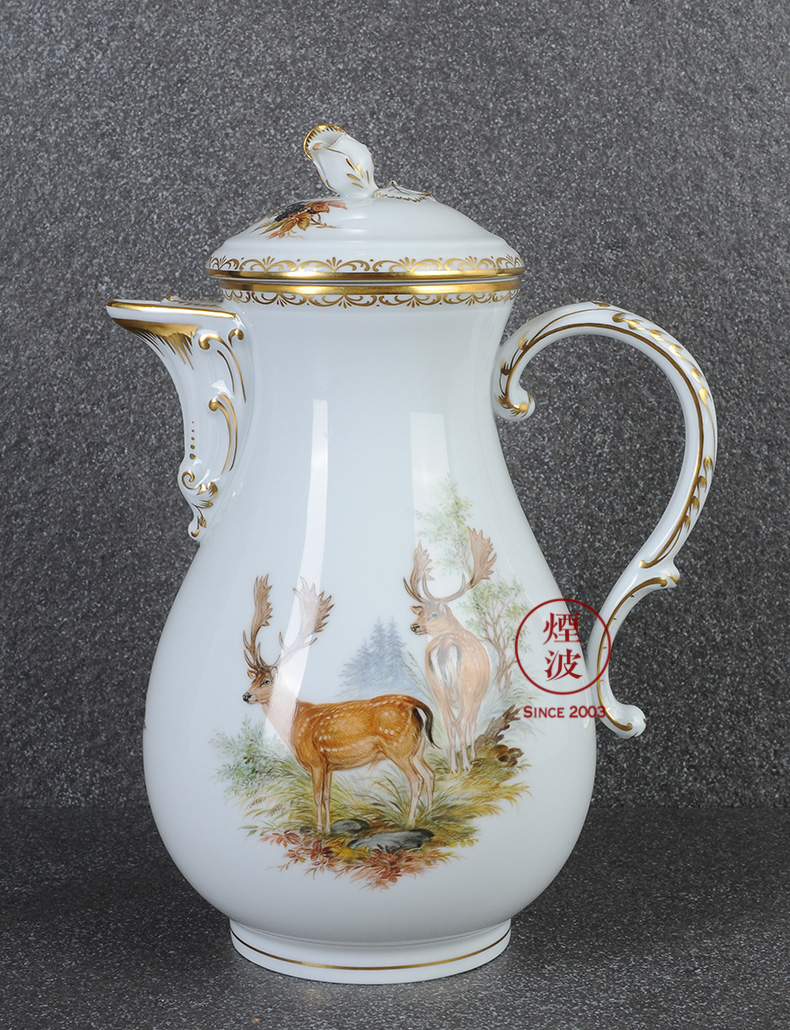 German mason MEISSEN meisen new clipping hunting coloured drawing or pattern the see colour porcelain coffee pot cup suit group