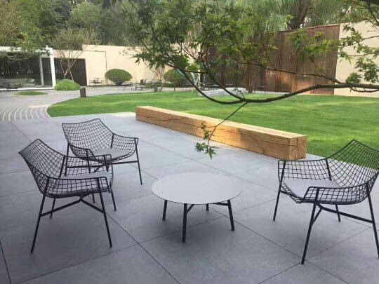 Outdoor Stainless Steel Table And Chairs Sample House Display Center Real Estate Courtyard Open Water Waterproof Modern Iron Art Minima Casual Outdoor Chair