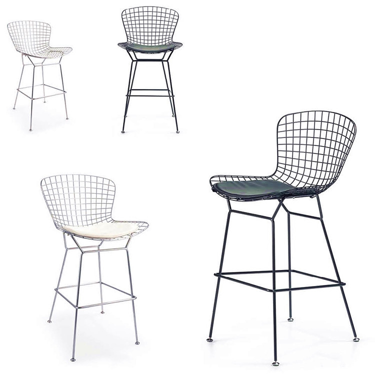 High chair home creative hollow mesh chair bar chair iron Nordic fashion leisure bar wire chair kitchen chair