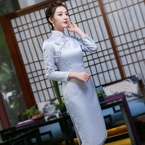 Удерживающий тепло пуховик, ретро стеганое ципао, китайский стиль