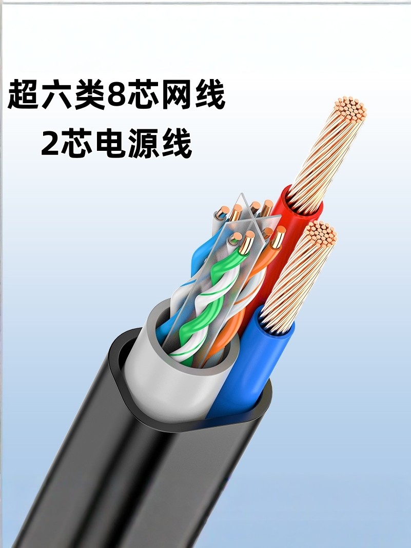 Outdoor Oxygen-Free Copper Network Four-Core Eight-Core +2 Composite Cable Surveillance Network Cable with Power Supply Integrated Cable Composite Twisted Pair Cable