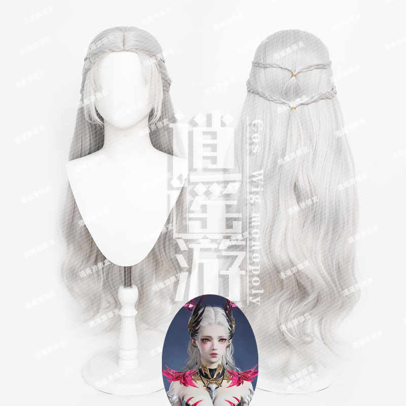 Xiaoyouyou Ji Yingying Bai Ya Cosplay Wig Eternal Night Realistic Scalp Top Silver Long Curly Hair Xiaoyouyou Ji Yingying Bai Ya Cosplay Wig Eternal Night Realistic Scalp Top Silver Long Curly Hair