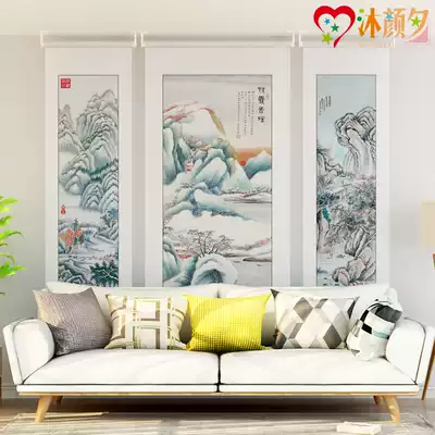 New Chinese landscape hanging painting modern simple decorative painting roller curtain boss study Tea Room soft screen hanging soft partition