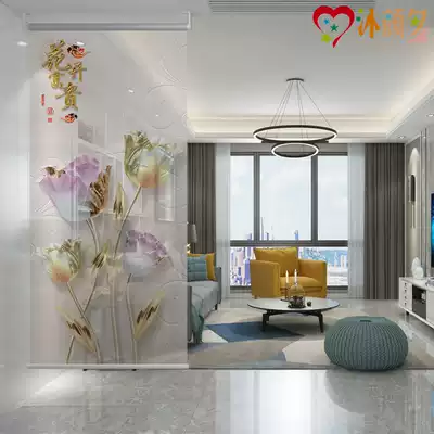 Modern Chinese embossed flower rolling curtain curtain translucent hanging curtain into the home soft partition hanging screen lifting soft curtain