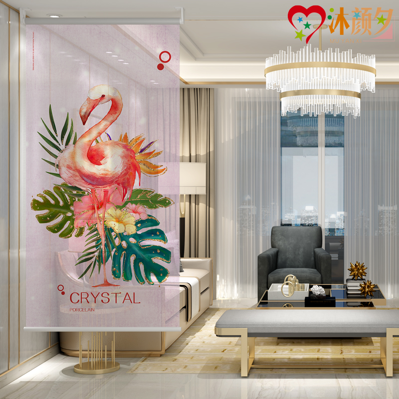 Modern minimalist floor-to-ceiling curtain roller blind Nordic soft partition light luxury home lift soft curtain hanging curtain semi-permeable screen curtain