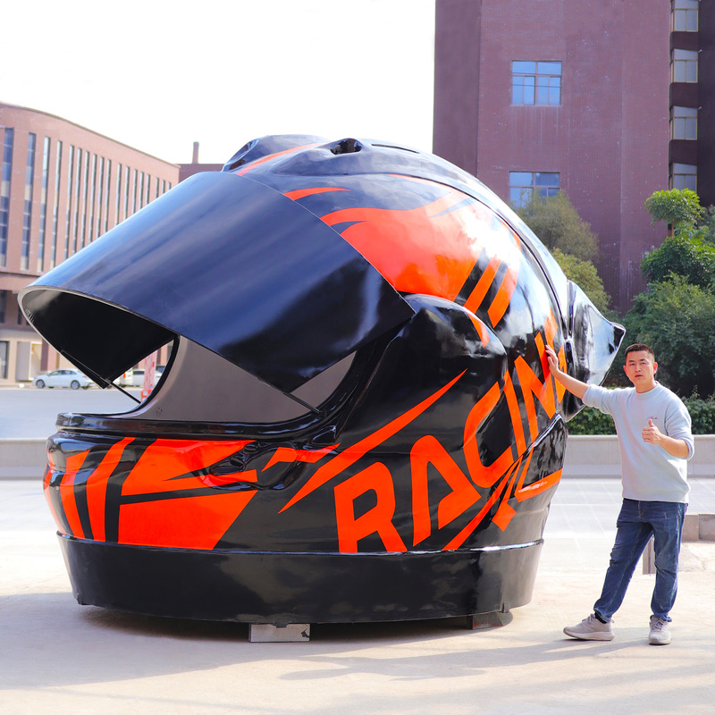 Trendy Helmet-Shaped Coffee Shop Kiosk Fiberglass Large-Scale Photo Prop Model for Tourist Attractions and Campsites Large Decorations