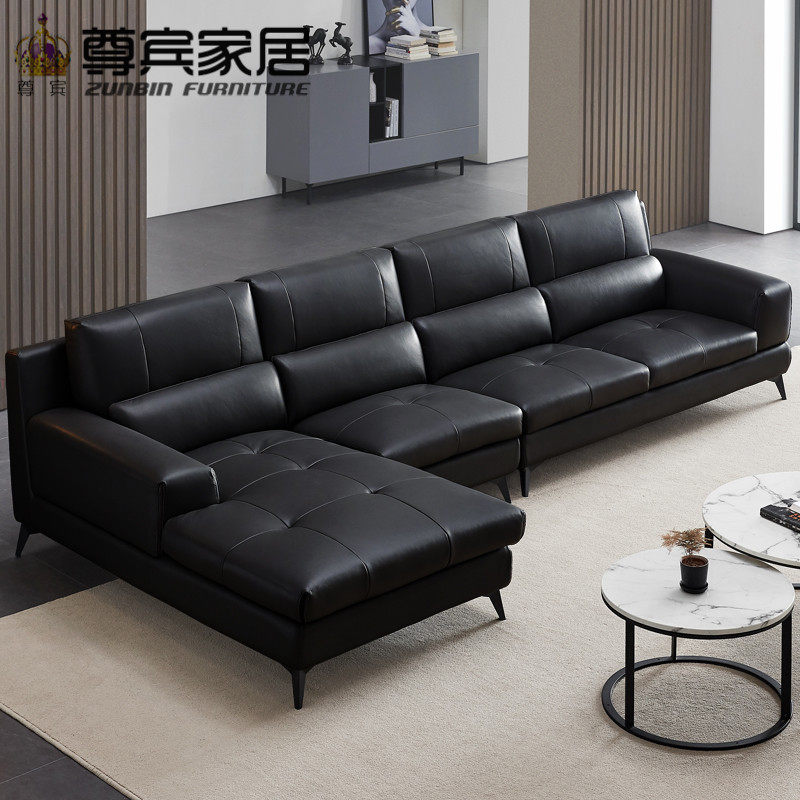 Zumbin Nordic Head Layer Cow Leather Real Leather Sofa Import Medium Thickness Modern Corner Leather Art sofa Living room 123 Composition