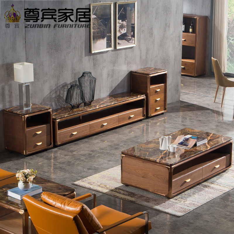 Marble coffee table TV cabinet combination simple modern living and dining room small apartment side bucket cabinet dining table and chair corner several set