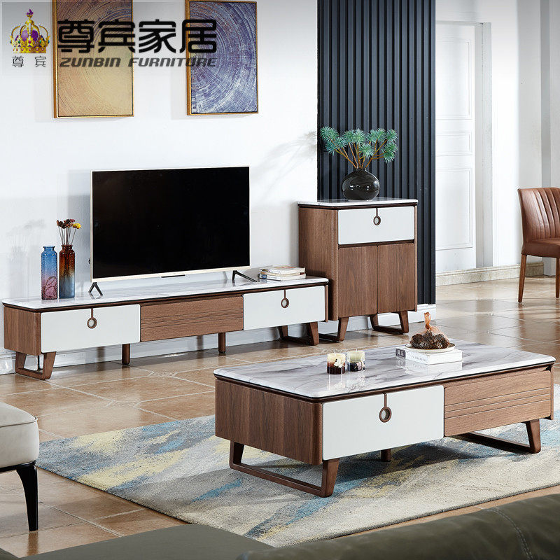 Nordic minimalist TV cabinet Living room Modern small family type tea table TV cabinet Composition Bedroom dining table and chairs