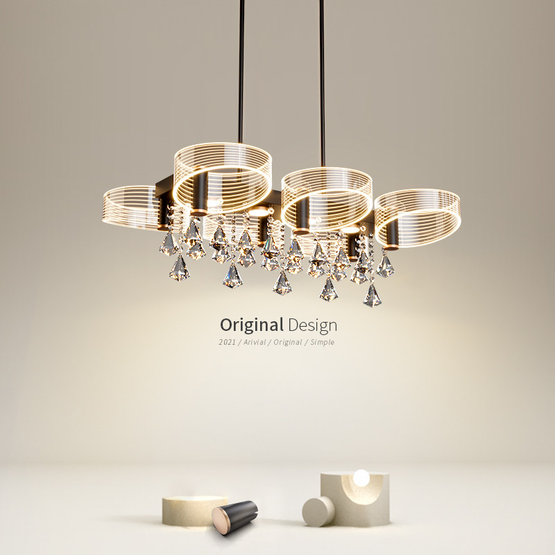 Restaurant lights Nordic light luxury restaurant chandelier net red creative modern simple bar counter dining hall front desk personality crystal lamp