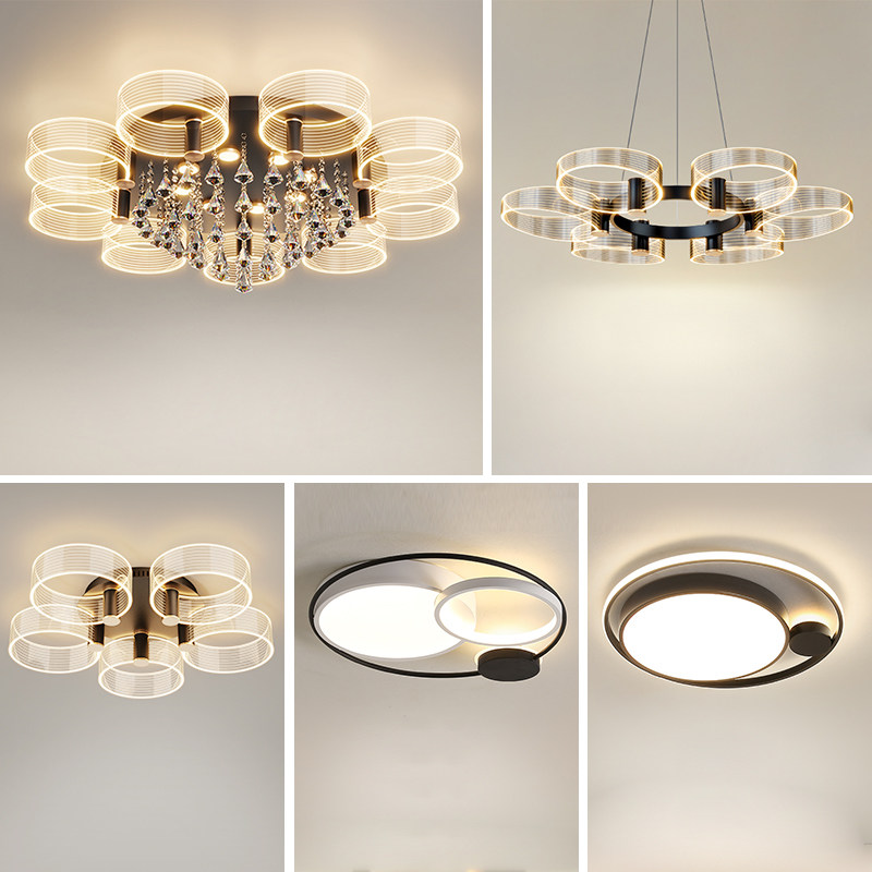 Living room lights 2021 new modern light luxury simple headlights atmospheric round crystal top lights bedroom lights ceiling lights