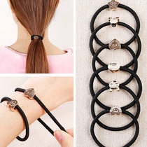 Korean jewelry Korean version of elastic hair accessories cute love leather band hair rope Hairband odd rubber band headwear Black