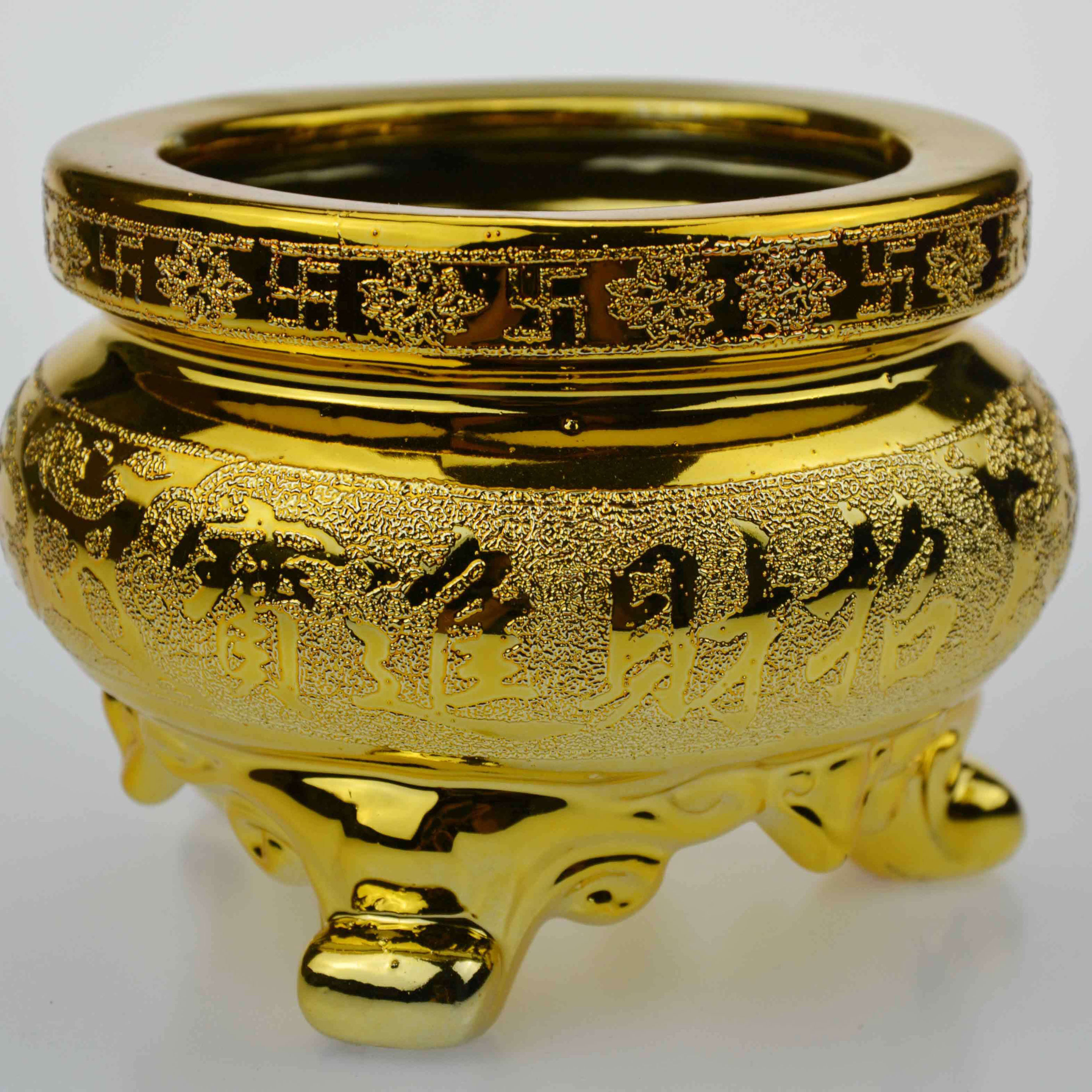 Sand golden offering Jinsha ceramic incense burner bowl incense bowl dedicated to living room family with three-legged incense burner