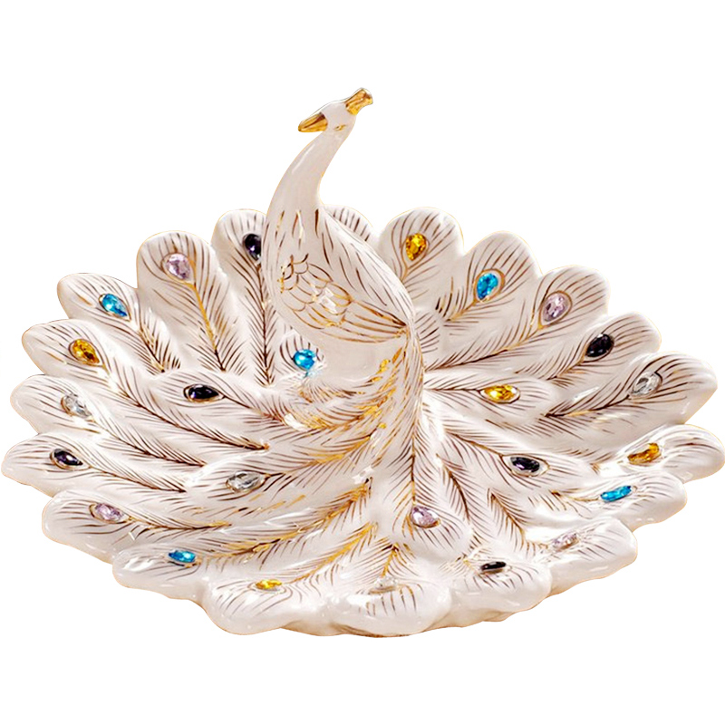 Modern European furnishing articles compote home sitting room tea table individuality creative ceramic fruit bowl peacock tea table decorations