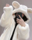 Korean style new autumn and winter cute bear ears lamb fur fur hooded plush thickened coat for women