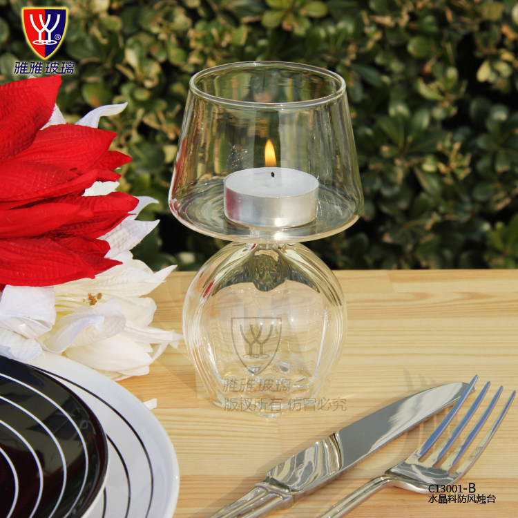 ins European Creative Glass Candle Romantic Candle Cup Transparent glass candlestick Red decoration fittings