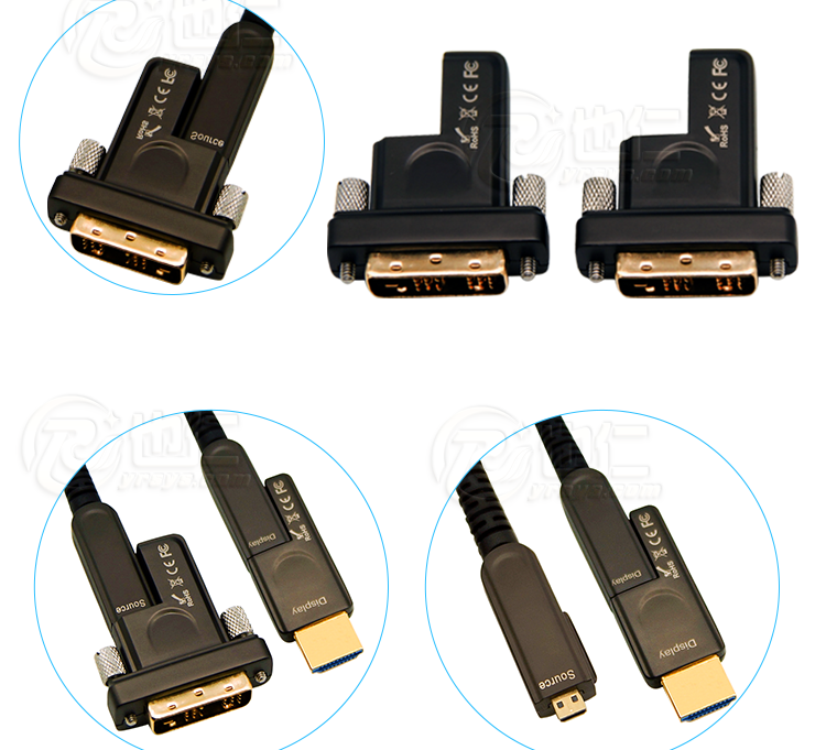 DVI HDMI fiber extension cord DVI turn HDMI photoelectric hybrid line projection wearing line 100 m