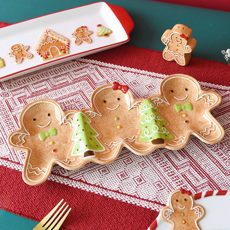Foreign Trade Christmas Gingerbread Man Long Plate Cartoon Christmas Eve Holiday Decoration Plate Cake Snack Plate Foreign Trade Christmas Gingerbread Man Long Plate Cartoon Christmas Eve Holiday Decoration Plate Cake Snack Plate