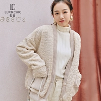 Mùa đông 2018 của phụ nữ áo mới lông len lỏng áo sơ mi Hàn Quốc cuộn cashmere cô gái giản dị áo khoác lông thỏ