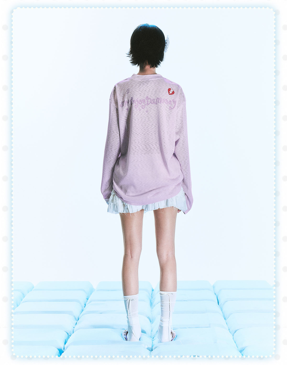 MEDM Nap Print Long-Sleeve Crewneck Top