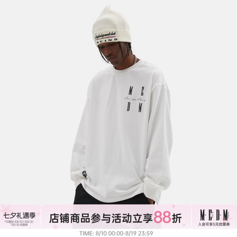 【Wang Hedi's Style】Medm National Fashion Brand Long-Sleeve T-Shirt for Men and Women, Spring and Autumn Base Shirt with Logo Embroidery, Loose Fit