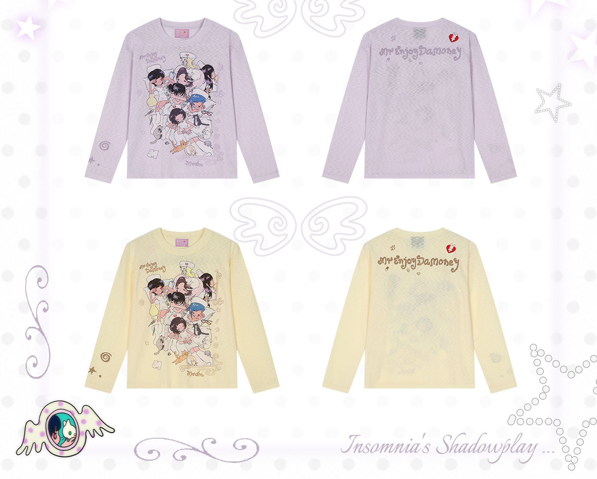 MEDM Nap Print Long-Sleeve Crewneck Top