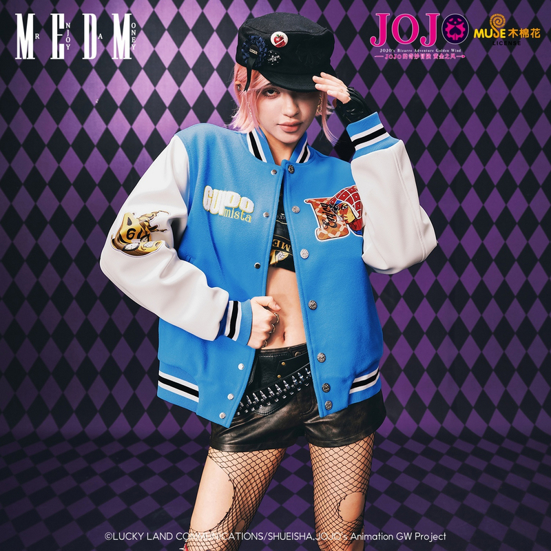 Medmxjojo's Bizarre Adventure Collaboration - Anime Print Casual Baseball Jacket Stand Collar Couple Coat Autumn