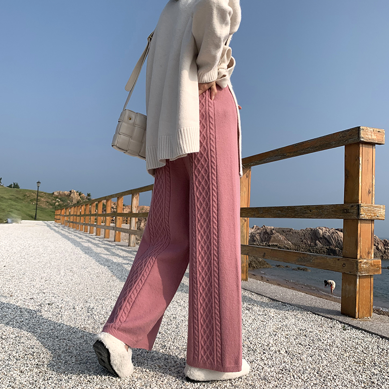 2022 Autumn Winter New Knitted Hair Line Pregnant Woman Broadlegged Pants Trousers Long Pants Wide Pine Pituitary Pants Gestational Pants Gestation Casual Pants