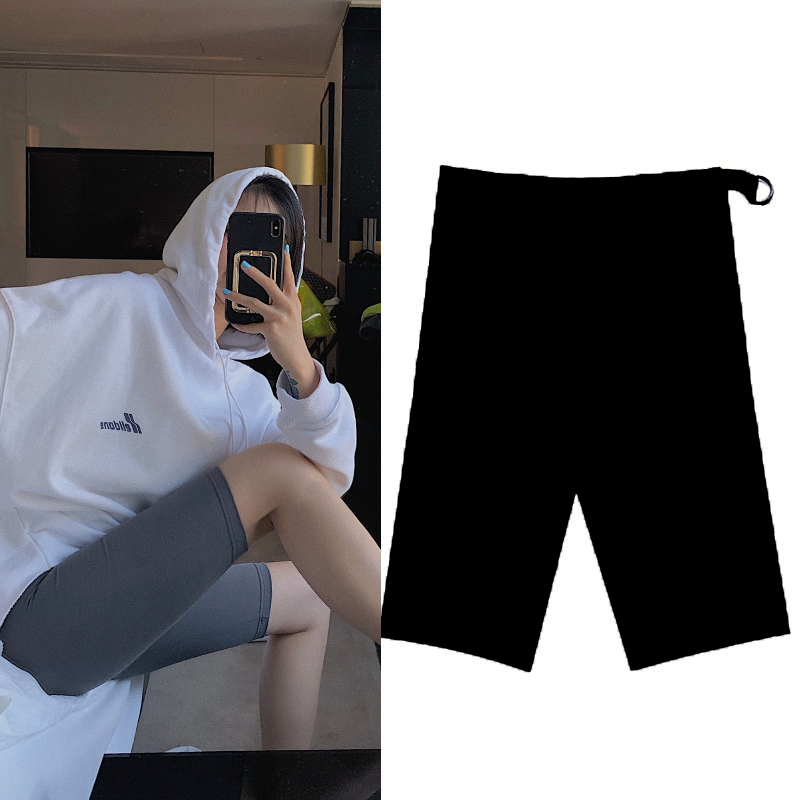 Summer new high elastic maternity shorts bottoming pants outerwear tight riding pants thin section large size pregnant women five-point pants