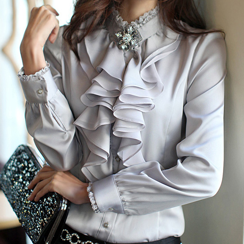 Ruffled Chiffon Shirt for Women, Long-Sleeved, Spring and Autumn New Style, Stand-Up Collar, Korean Style, Fashionable, Elegant, Warm Base Shirt Top Ruffled Chiffon Shirt for Women, Long-Sleeved, Spring and Autumn New Style, Stand-Up Collar, Korean Style, Fashionable, Elegant, Warm Base Shirt Top