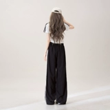 Черные кружевные весенние штаны для отдыха, тренд сезона, оверсайз, свободный крой