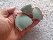 Specimens of Jun porcelain lids from the Song and Yuan Dynasties. Several pieces are of very good color. Packed together. Very good for study and research.