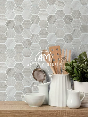 Гексагональная гексагональная каменная мозаичная плитка натуральная мраморная фона стена плитка простой ресторан Карабаба