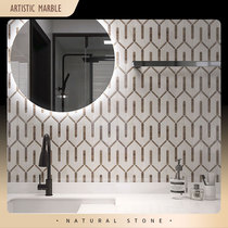 Back-shaped herringbone bathroom kitchen background wall natural marble mosaic tiles bathroom hotel wall tiles