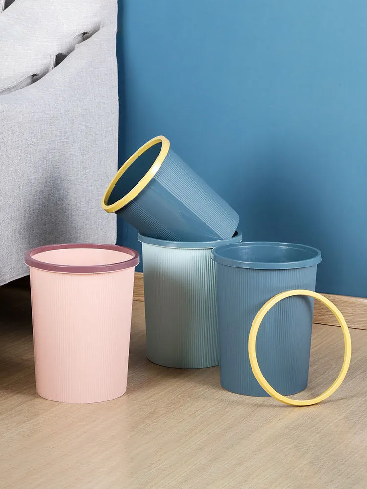 Hengshu net red pressure ring trash can home without cover large living room bathroom kitchen bedroom Nordic wind waste paper basket
