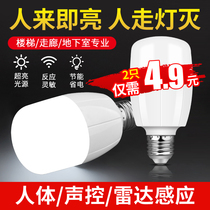 Voice-controlled radar infrared sound-light-controlled led bulb household corridor aisle staircase human induction bulb