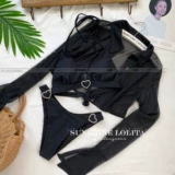 Черный купальник, рубашка, сексуальный комплект, 3 предмета