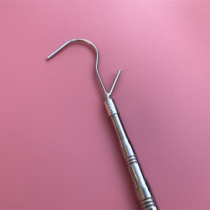 Stainless Steel Non-Pointed Single Hook, Household Telescopic Rod, Solid Metal Hook for Clothes and Items, Curved Hook