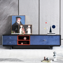 Italian minimalist TV cabinet solid wood living room small apartment TV cabinet designer simple TV cabinet tea table combination