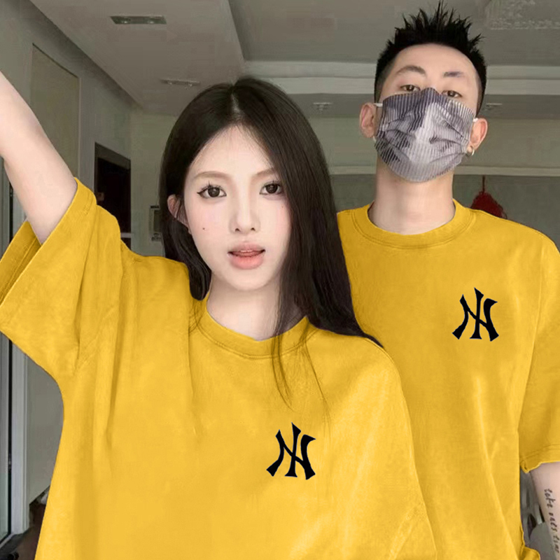 American High Street Pure Cotton Short-Sleeved T-Shirt Couple Outfit Summer Loose Casual Oversize High-End Yellow Top