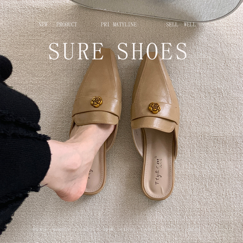 Sheepskin Version! Fashionable and High-End Chunky Heel Mules for Women, Suitable for Office and Outdoor Wear, Easy-To-Wear Slip-On Mules