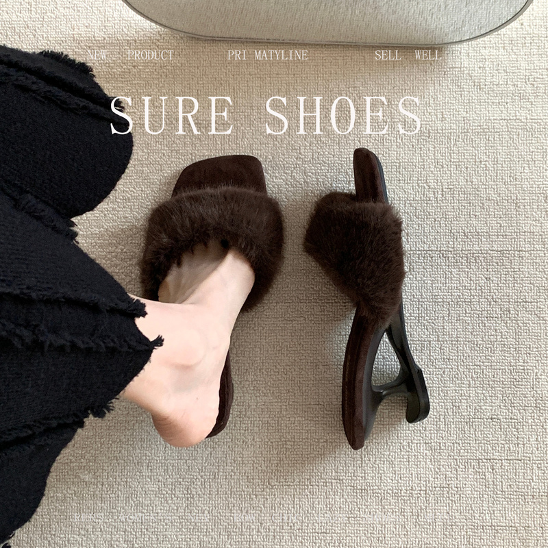 Sheepskin Version! 6cm Wedge Black Versatile Open-Toe Furry Slippers for Women, 2026 Super Stylish and Elegant Cotton Slippers Sheepskin Version! 6cm Wedge Black Versatile Open-Toe Furry Slippers for Women, 2026 Super Stylish and Elegant Cotton Slippers