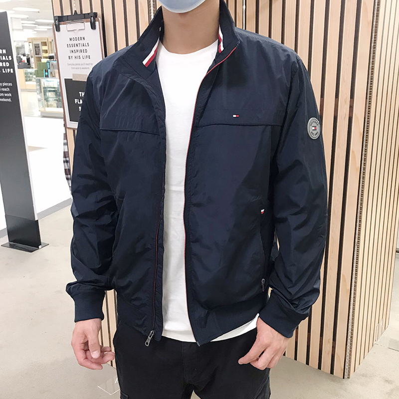 Tommy Hilfiger Tommy Genuine Men's New Solid Color Stand Collar Casual Jacket Plus Size Coat Tommy Hilfiger Tommy Genuine Men's New Solid Color Stand Collar Casual Jacket Plus Size Coat