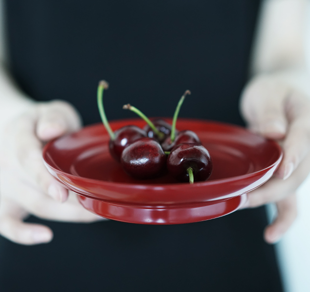 Plant Clover Japan Round Lacquered Lacquer Pan Snack Basin Tea Spot Containing Box Fruit Pan Tea Tray Japanese Traditional Work