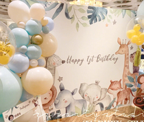 Forest animal baby full moon birthday party decoration background cloth Party poster wall Dessert table custom decoration