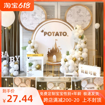 Mitch Minie background plate Custom Mickey Mouse birthday poster KT board babys birthday Full moon birthday party placement